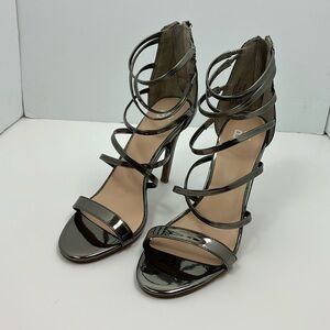BP Heels 4 inches Sz 7.5 Pewter Spring Summer Heeled Sandal